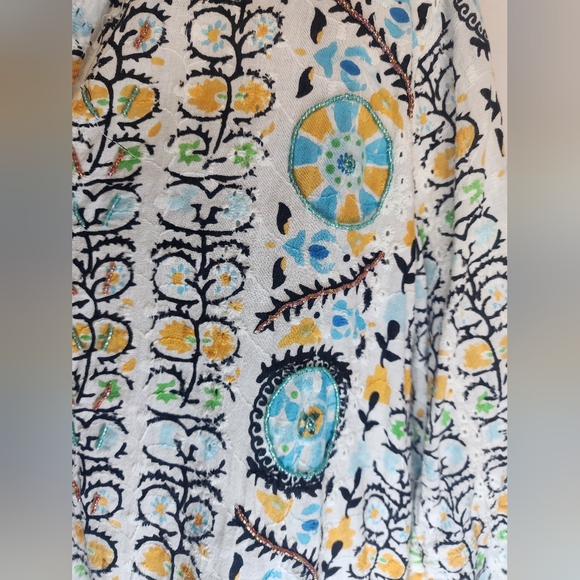 Colori di mare blue green yellow white tunic top boho size large - Picture 4 of 6